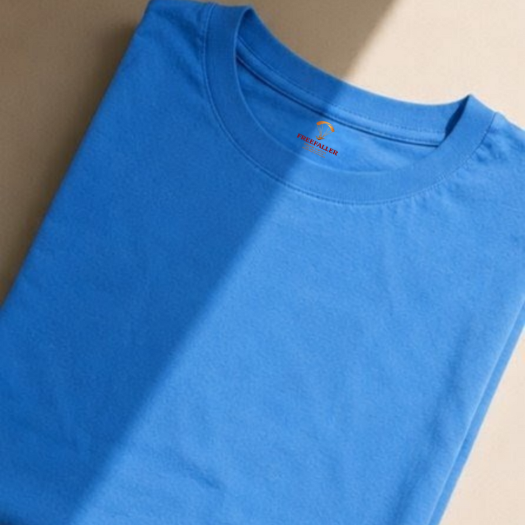 Blue Solid Regular Fit T-Shirt for Men | 100% Organic Cotton