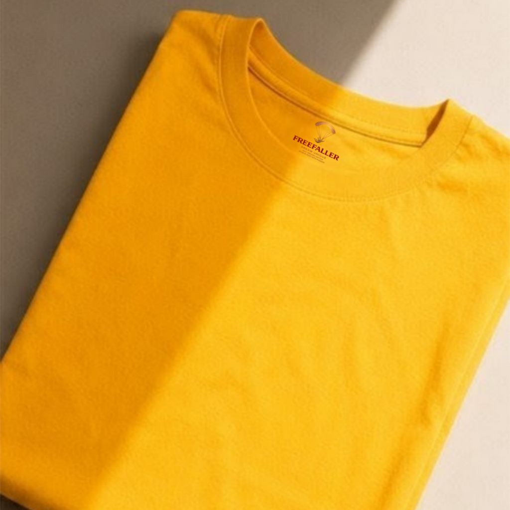 Yellow Solid Regular Fit T-Shirt for Men | 100% Organic Cotton