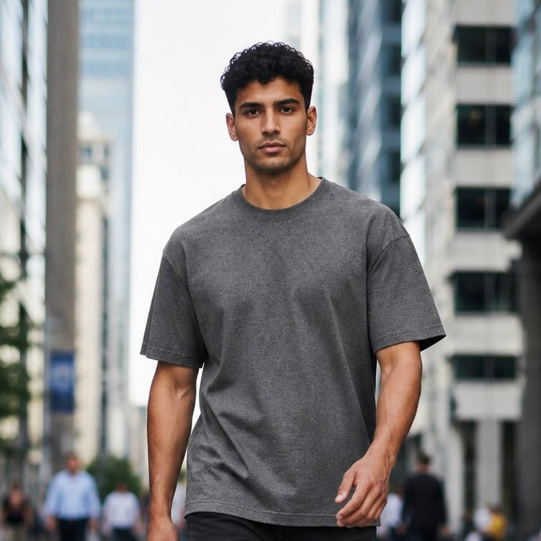 Charcoal Grey Regular Fit T-Shirt for Men