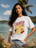 Cherish Life White Relaxed Fit Graphic T-Shirt for Women