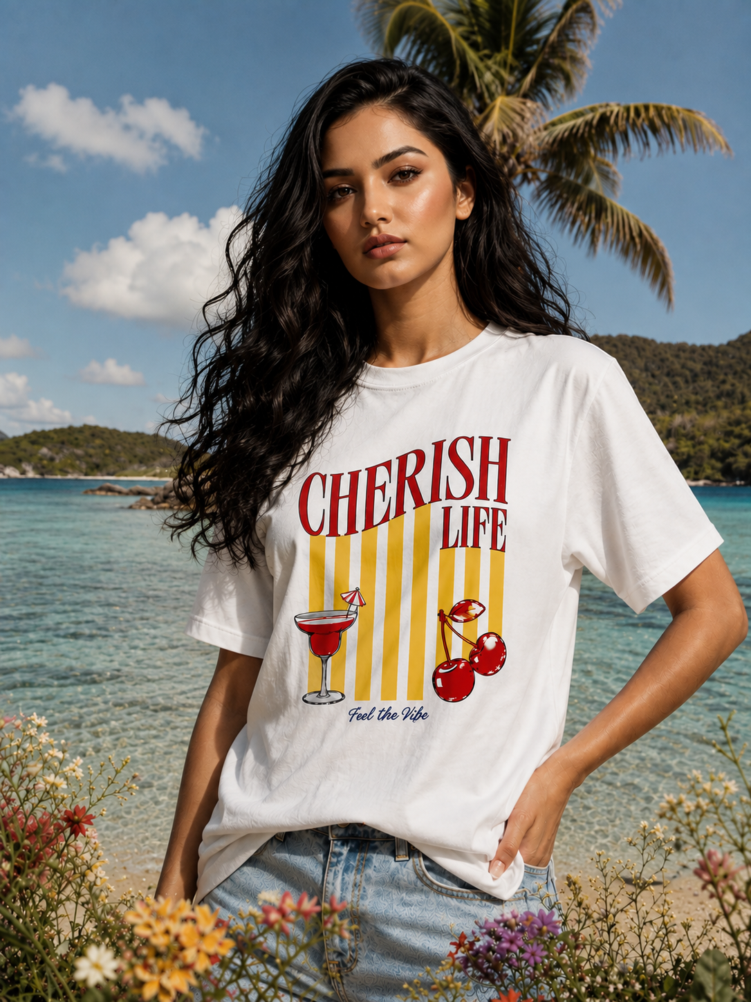 Cherish Life White Relaxed Fit Graphic T-Shirt for Women