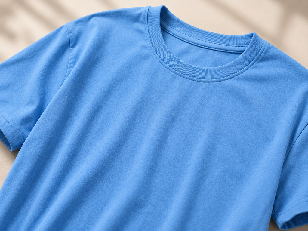 Blue Solid Regular Fit T-Shirt for Men | 100% Organic Cotton