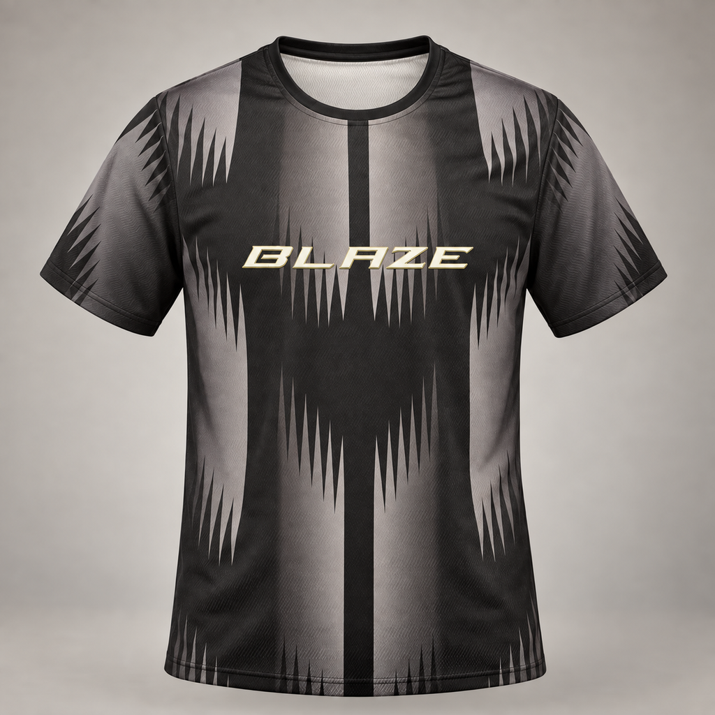 BLAZE Men's Black & Grey Jacquard Slim Dry Fit T-Shirt | EVOLVE by FREEFALLER
