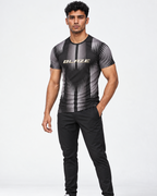 BLAZE Men's Black & Grey Jacquard Slim Dry Fit T-Shirt | EVOLVE by FREEFALLER