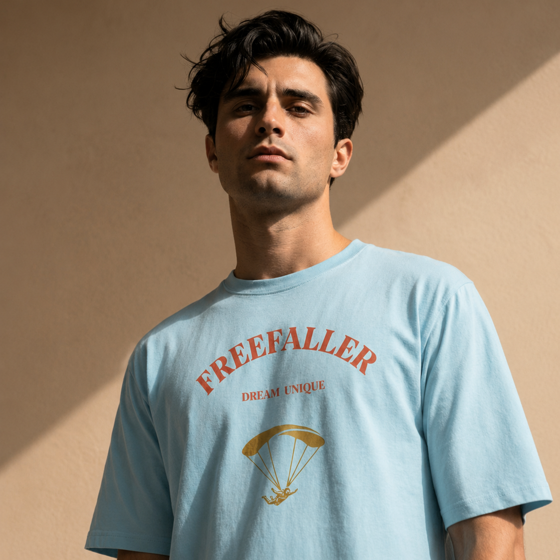 FREEFALLER Signature Logo Regular Fit T-Shirt - Men | Ice Blue | 100% Organic Cotton