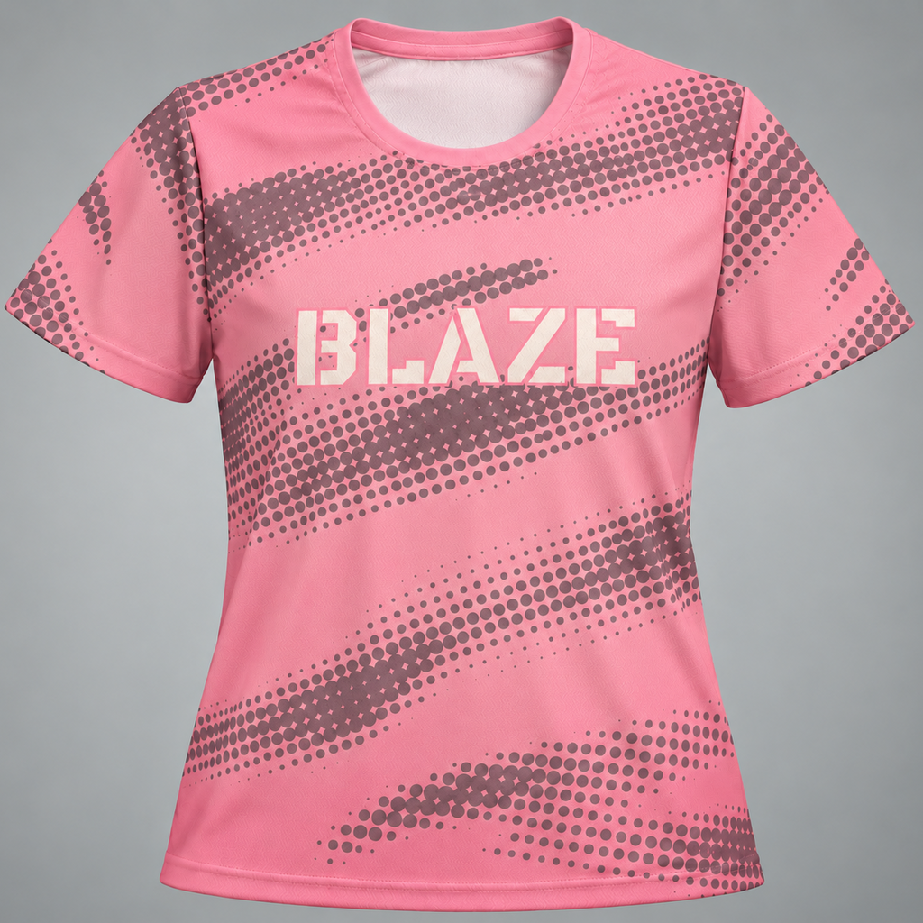 BLAZE Women's Pink & Grey Ombre Jacquard Slim Dry Fit T-Shirt | EVOLVE by FREEFALLER
