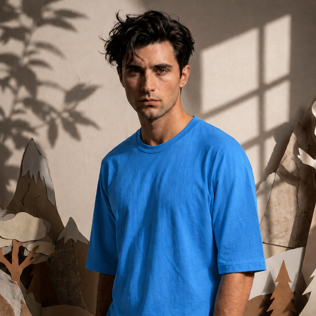 Blue Solid Regular Fit T-Shirt for Men | 100% Organic Cotton