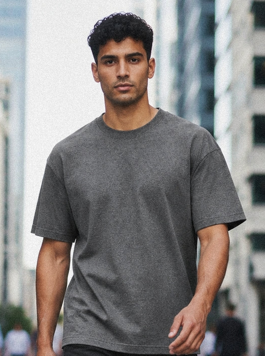 Charcoal Grey Regular Fit T-Shirt for Men