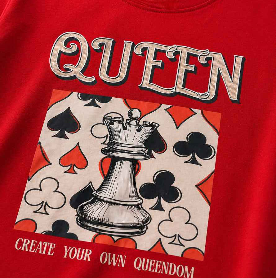 Queen Red Graphic Regular Fit T-Shirt for Women - FREEFALLER