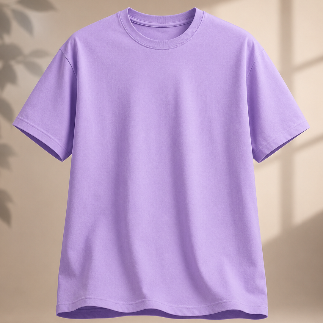Lavender Solid Regular Fit T-Shirt for Women | 100% Organic Cotton