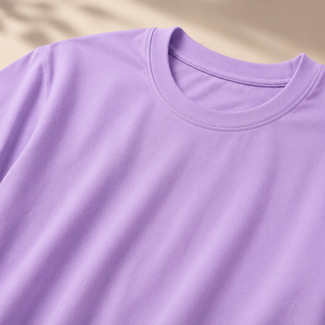 Lavender Solid Regular Fit T-Shirt for Women | 100% Organic Cotton - FREEFALLER