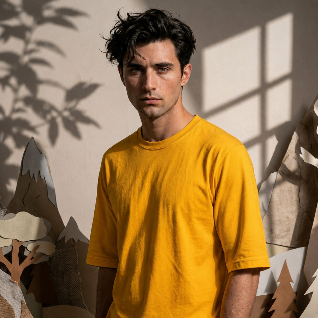 Yellow Solid Regular Fit T-Shirt for Men | 100% Organic Cotton