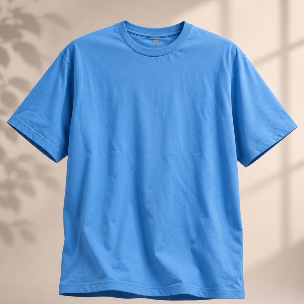 Blue Solid Regular Fit T-Shirt for Men | 100% Organic Cotton