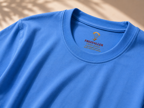 Blue Solid Regular Fit T-Shirt for Men | 100% Organic Cotton