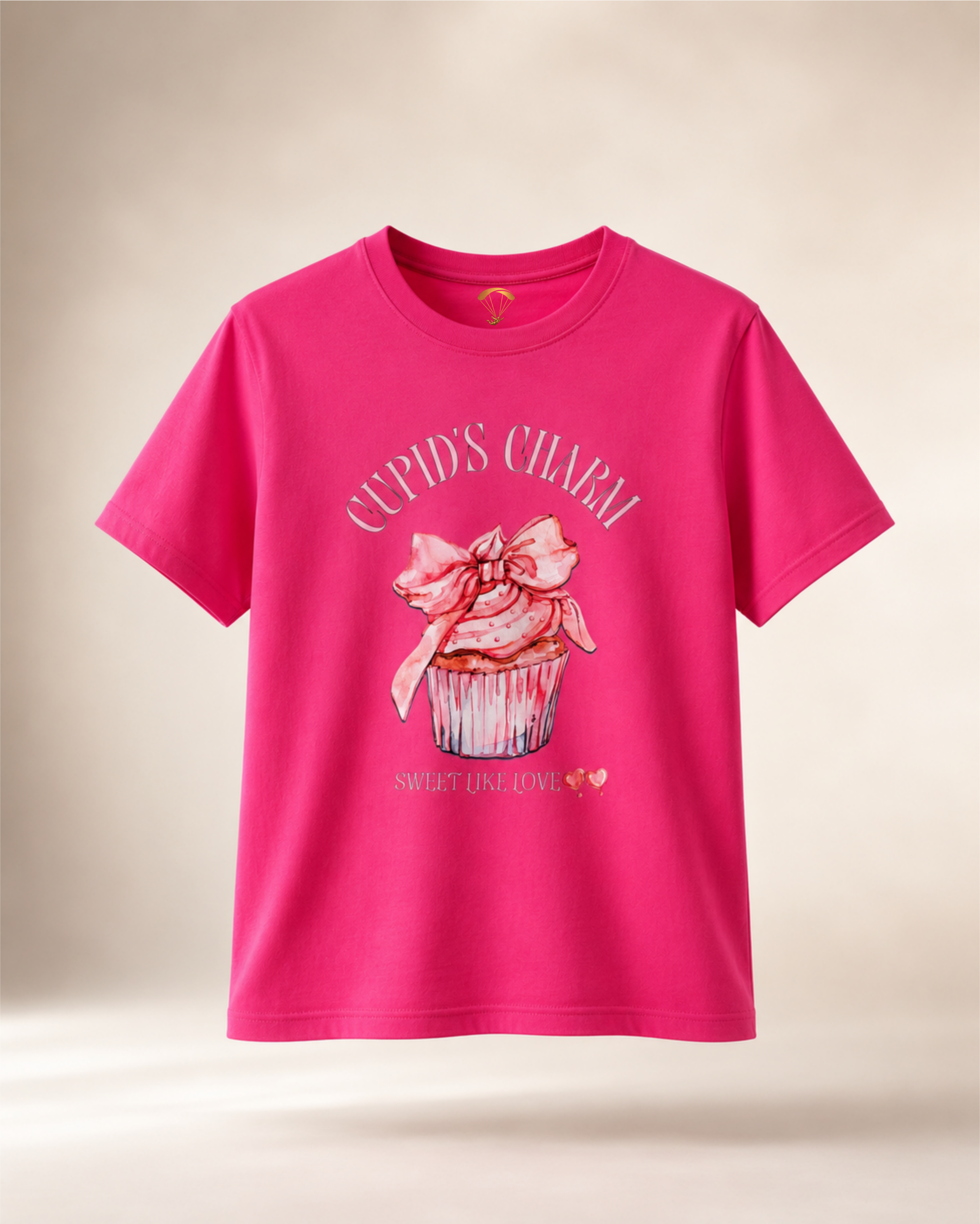 Cupid's Charm Pink Graphic Regular Fit T-Shirt for Women