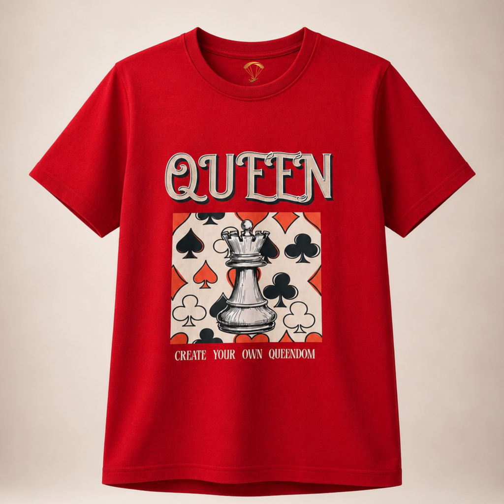 Queen Red Graphic Regular Fit T-Shirt for Women - FREEFALLER