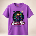 Space Girl Purple Graphic Regular Fit T-Shirt for Women - FREEFALLER