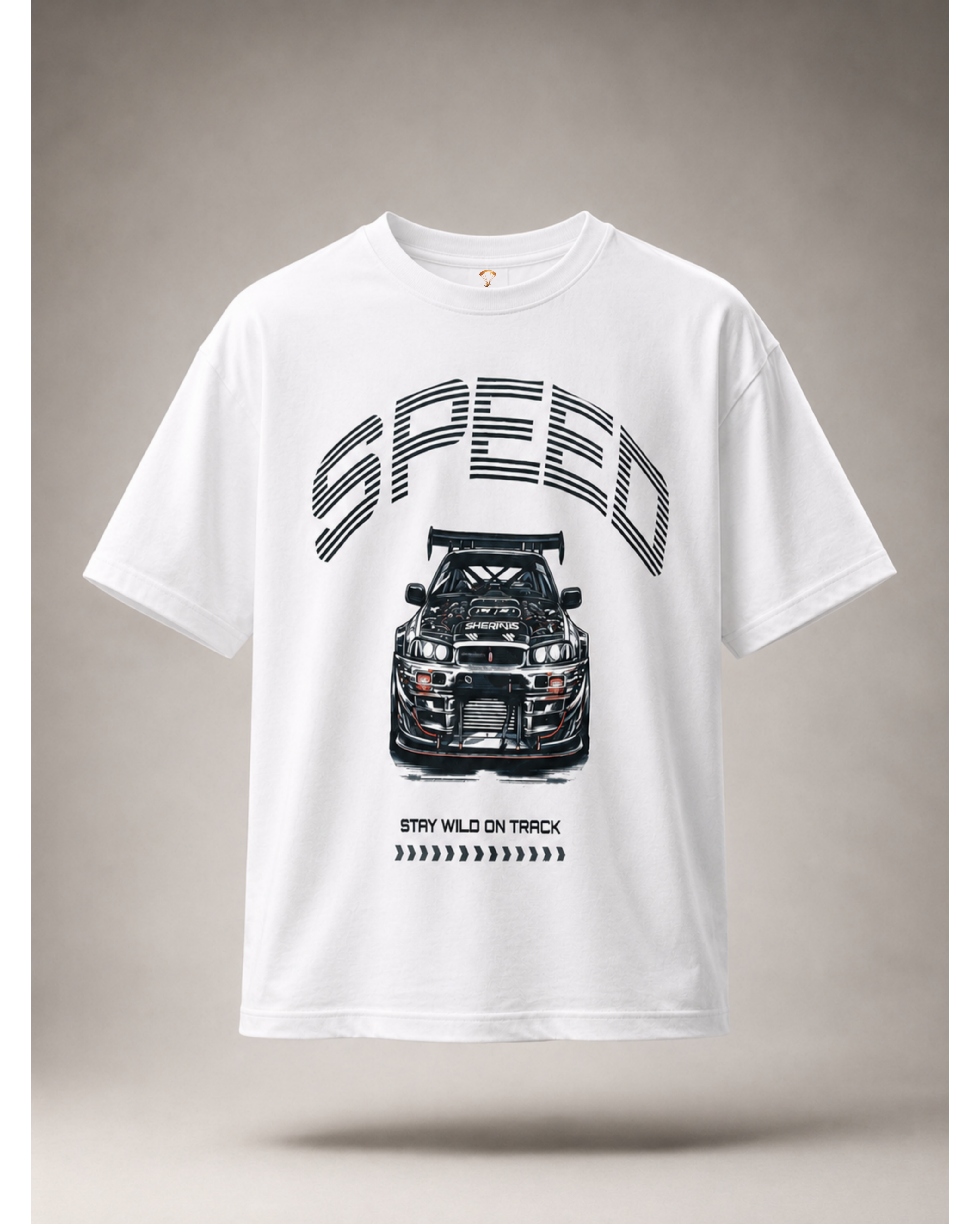 Car Speed White Graphic Regular Fit T-Shirt for Men
