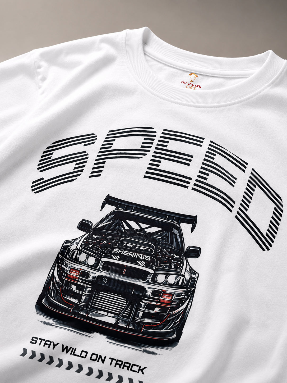 Car Speed White Graphic Regular Fit T-Shirt for Men