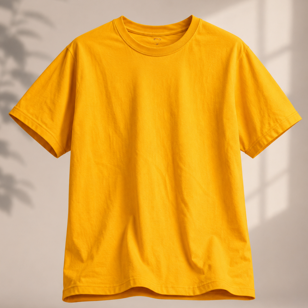 Yellow Solid Regular Fit T-Shirt for Men | 100% Organic Cotton