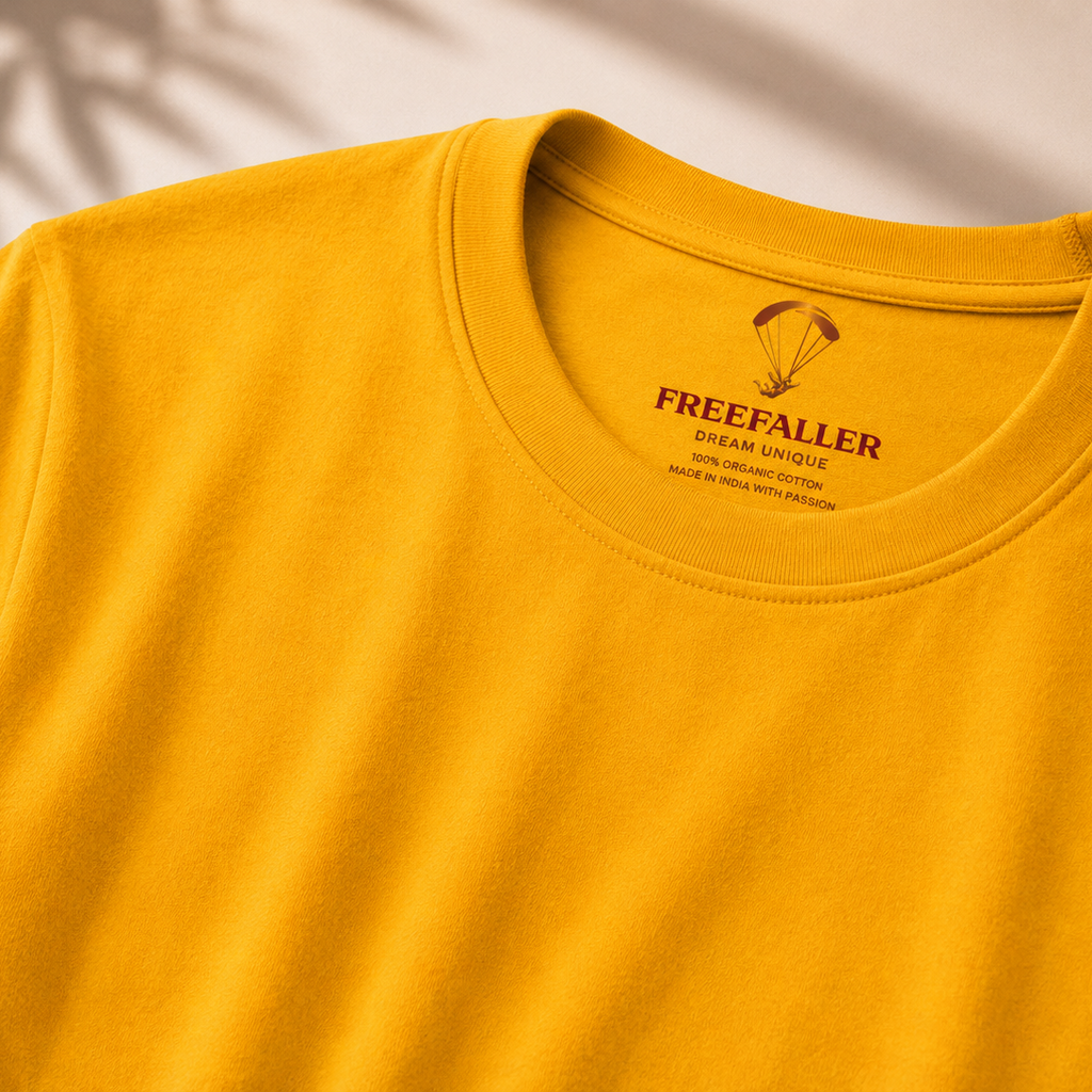 Yellow Solid Regular Fit T-Shirt for Men | 100% Organic Cotton