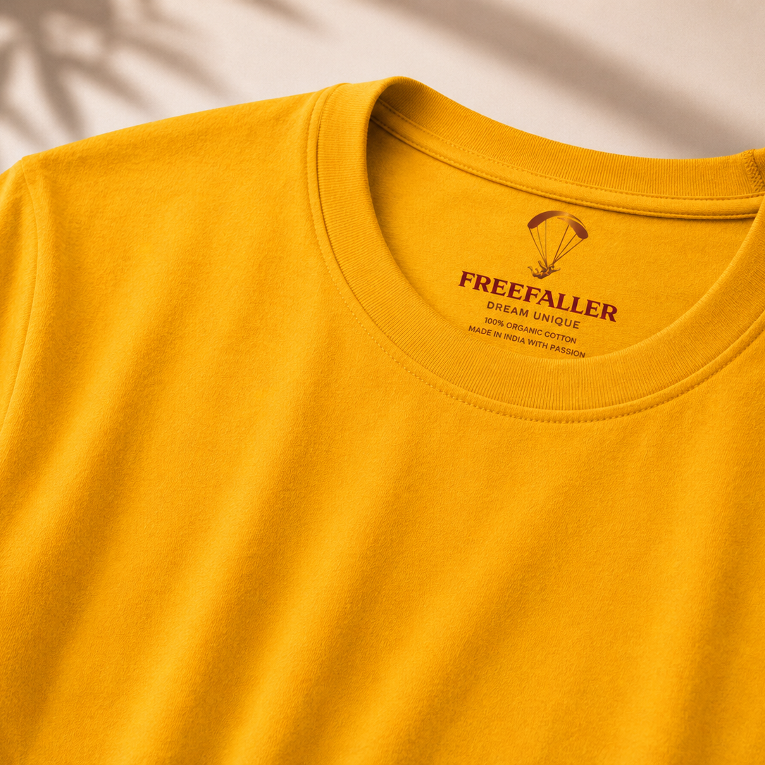 Yellow Solid Regular Fit T-Shirt for Men | 100% Organic Cotton