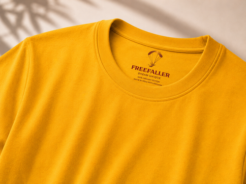 Cool Yellow Solid Regular Fit T-Shirt for Men | 100% Organic Cotton